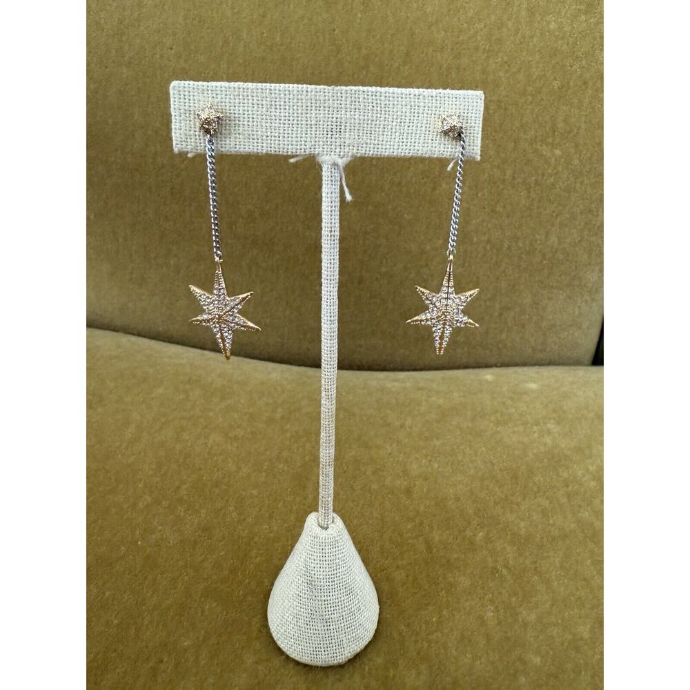 Women's Star Drop Dangle Earrings Sterling Silver - Picture 3 of 4
